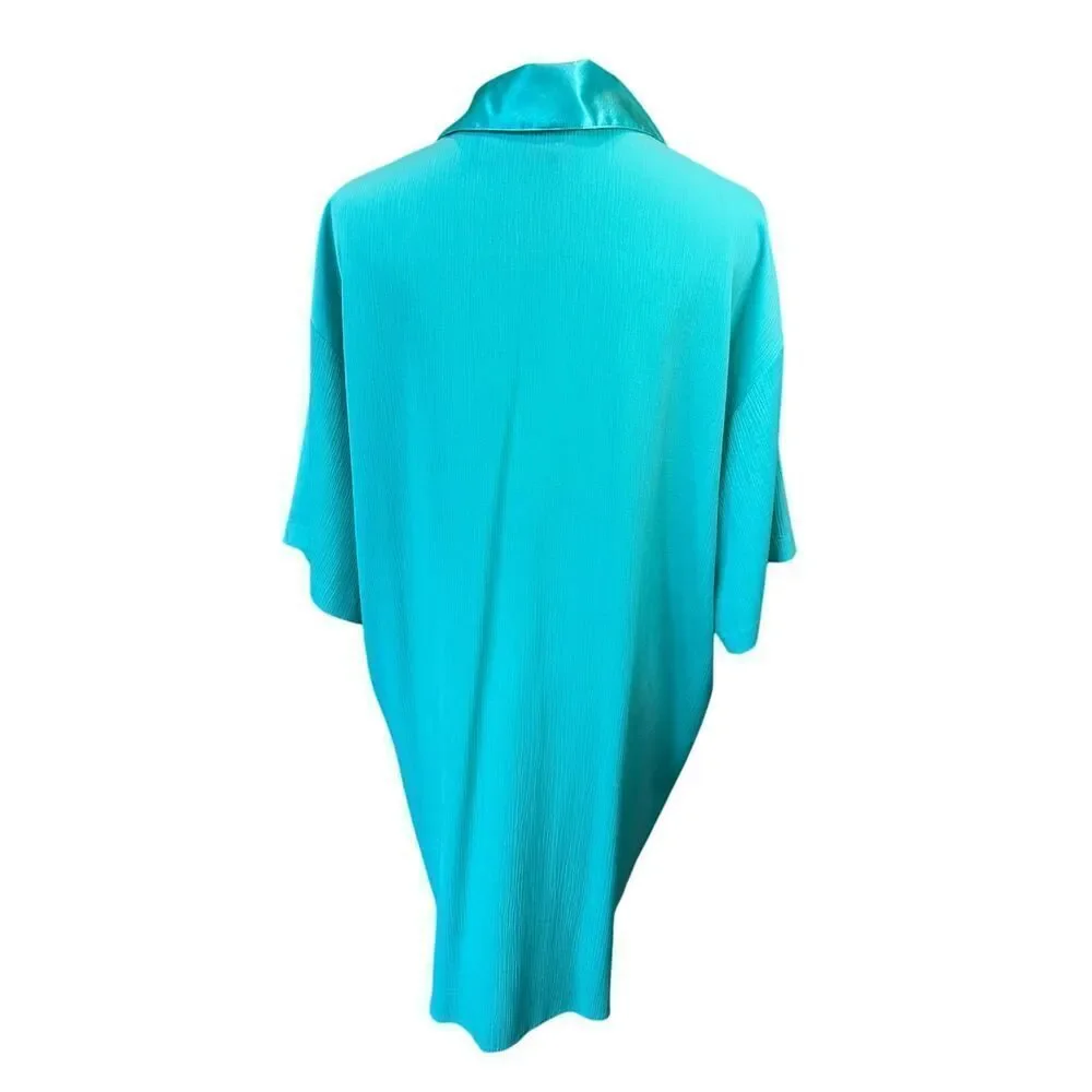 Victoria’s Secret VINTAGE GOLD LABEL Mint Green Satin Collar Sleep Shirt M/ L - Picture 6 of 11